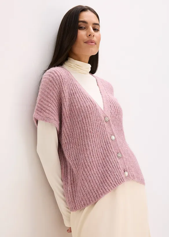 Gilet in maglia con bottoni decorativi e percentuale di lana, bonprix