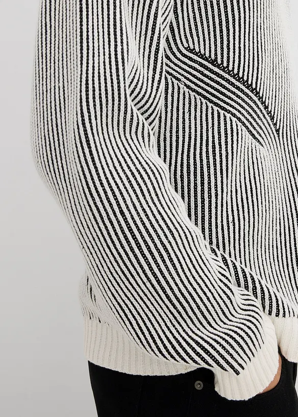 Maglione a coste in misto cotone, loose fit, bonprix
