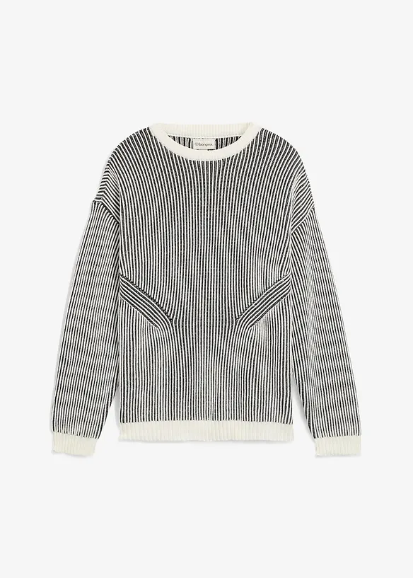 Maglione a coste in misto cotone, loose fit, bonprix