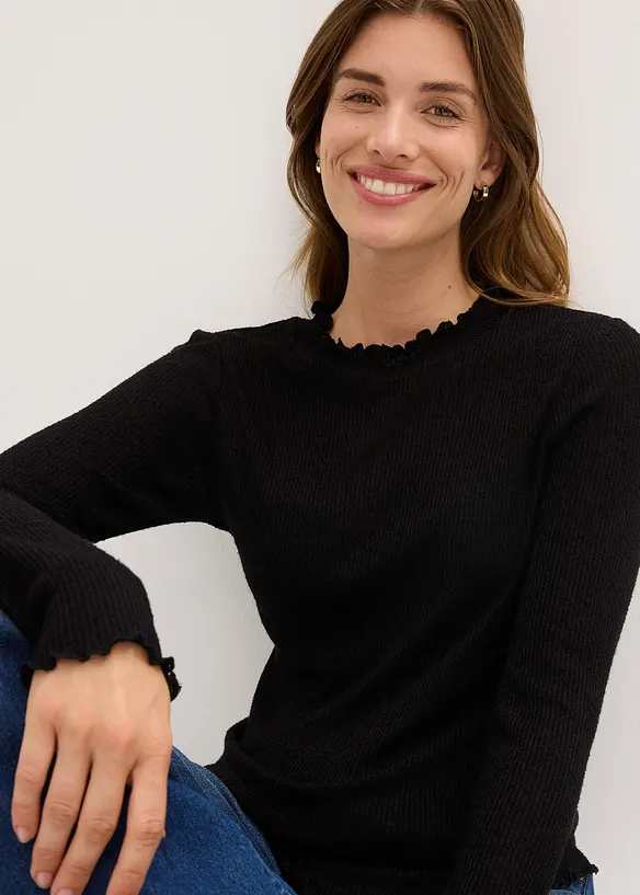 Maglia a costine in misto viscosa, bonprix