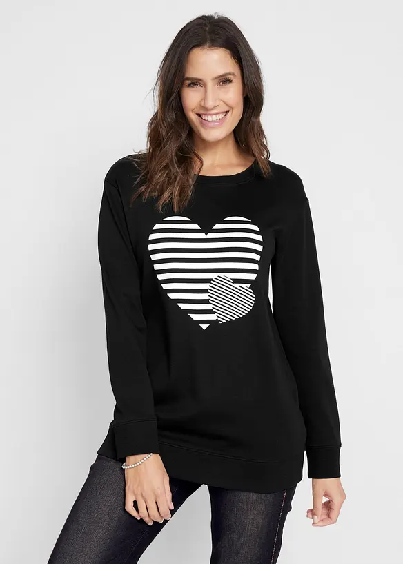 Maglia in cotone stampata a maniche lunghe, bonprix