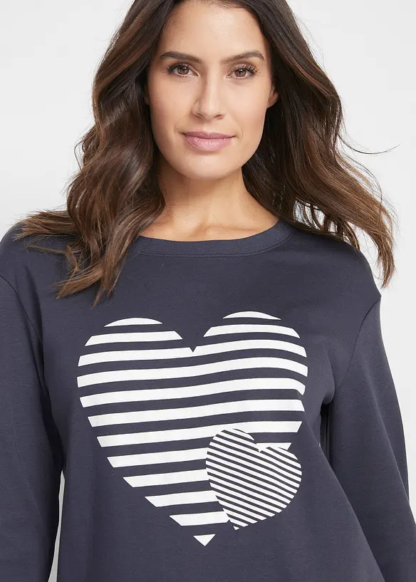 Maglia in cotone stampata a maniche lunghe, bonprix