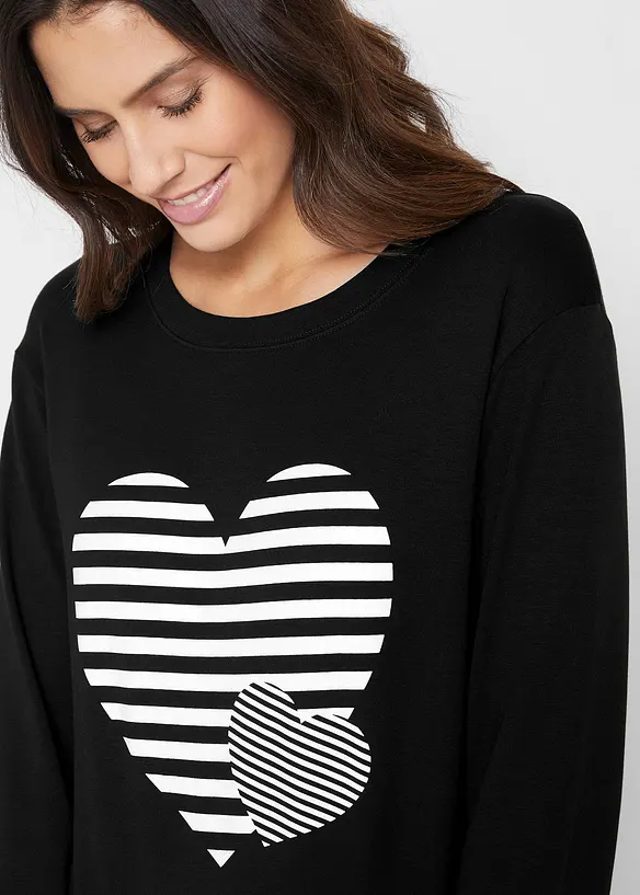 Maglia in cotone stampata a maniche lunghe, bonprix