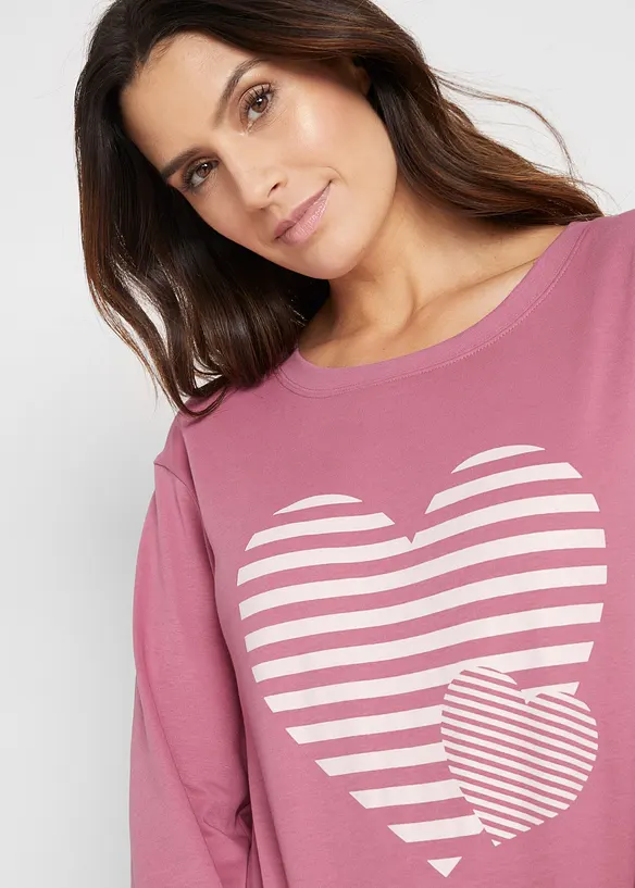 Maglia in cotone stampata a maniche lunghe, bonprix