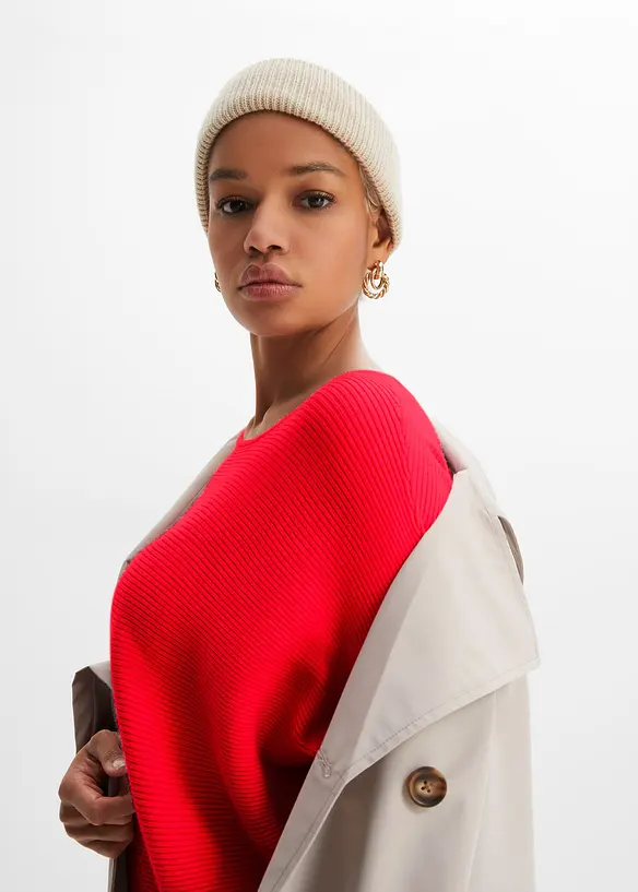 Maglione oversize a costine in misto viscosa, bonprix
