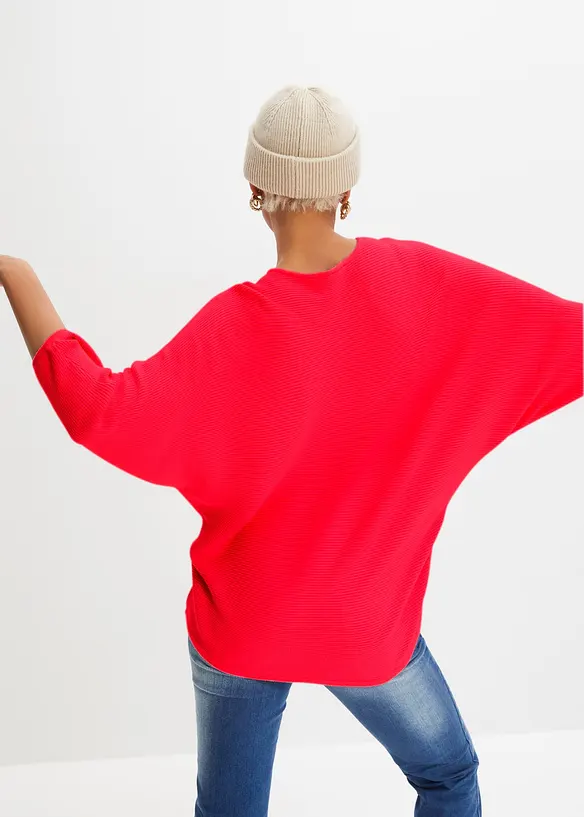 Maglione oversize a costine in misto viscosa, bonprix