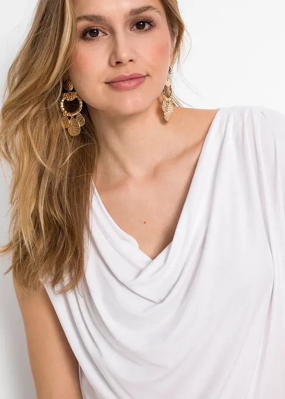 Maglia con scollo a cascata in misto viscosa, bonprix