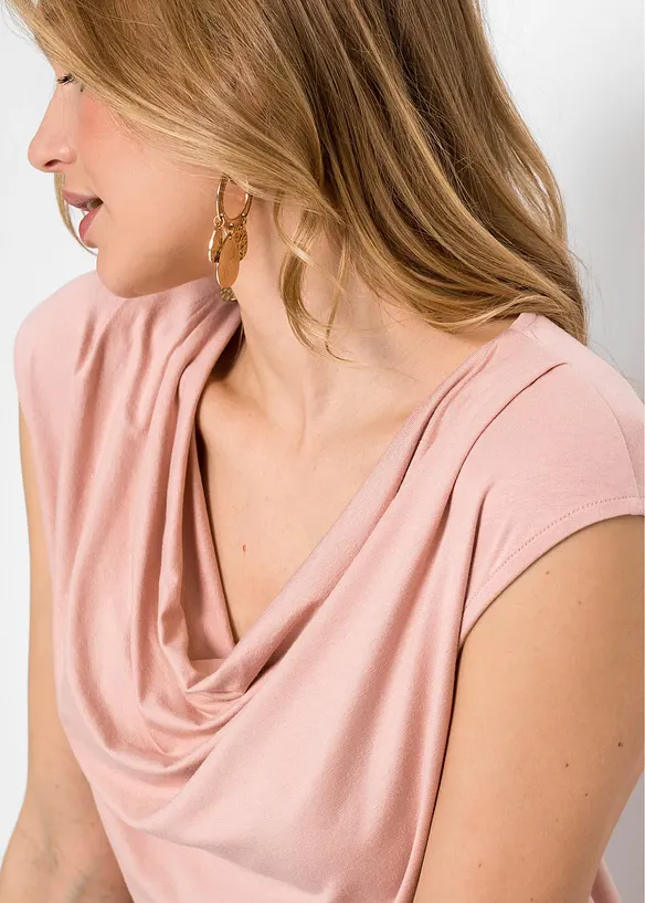 Maglia con scollo a cascata in misto viscosa, bonprix