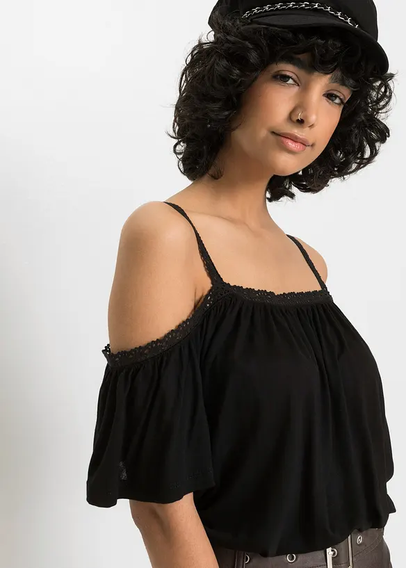Maglia a spalle scoperte in morbida viscosa, bonprix
