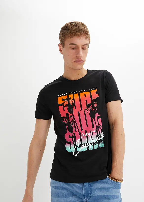 T-shirt in cotone biologico, slim fit, bonprix