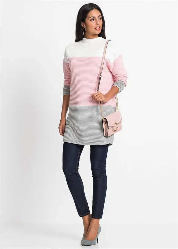 Maglione lungo a righe, bonprix