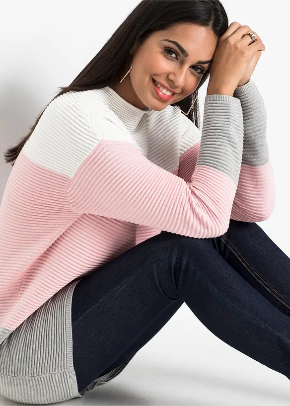 Maglione lungo a righe, bonprix