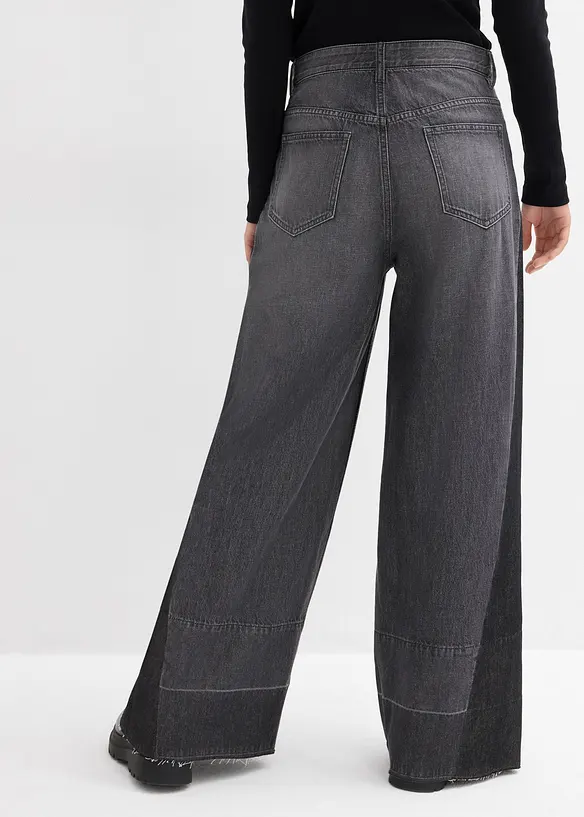 Jeans wide leg con inserto, vita alta, bonprix