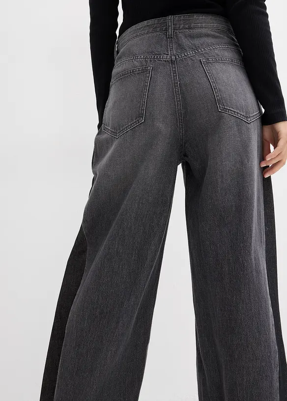 Jeans wide leg con inserto, vita alta, bonprix