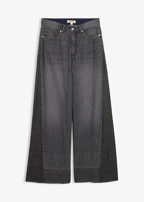 Jeans wide leg con inserto, vita alta, bonprix
