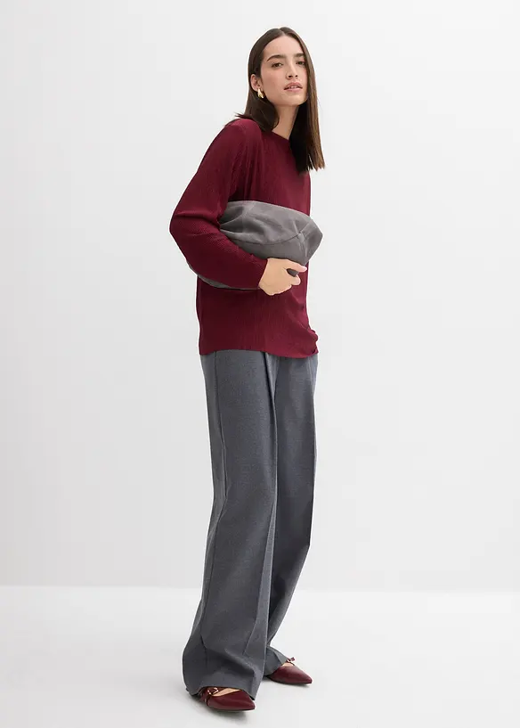 Maglia a maniche lunghe con effetto strutturato, bonprix