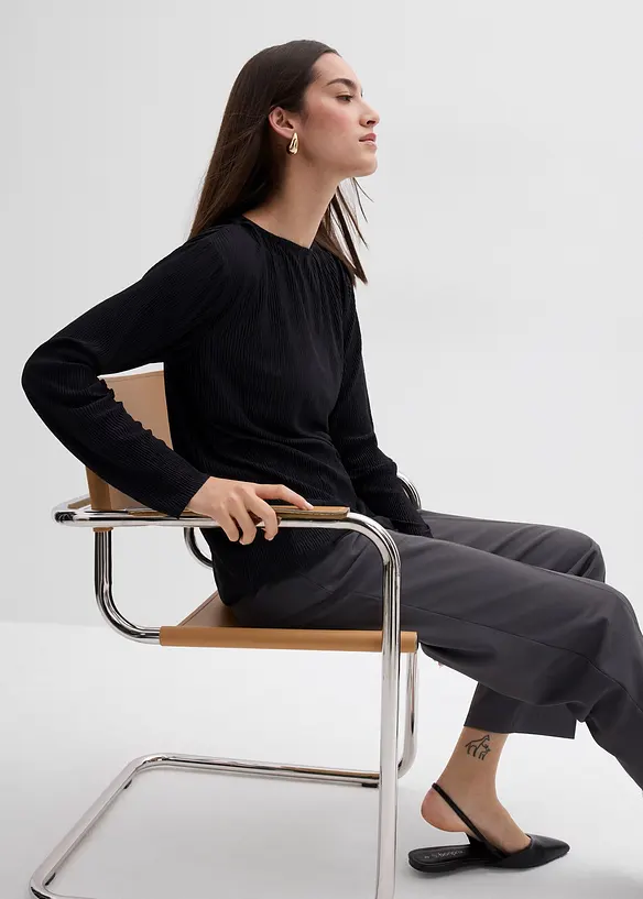 Maglia a maniche lunghe con effetto strutturato, bonprix