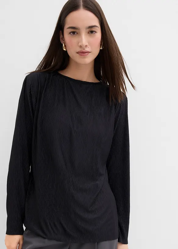 Maglia a maniche lunghe con effetto strutturato, bonprix