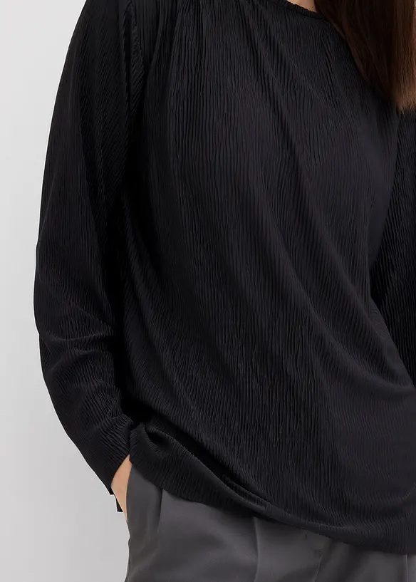 Maglia a maniche lunghe con effetto strutturato, bonprix