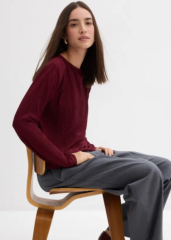 Maglia a maniche lunghe con effetto strutturato, bonprix