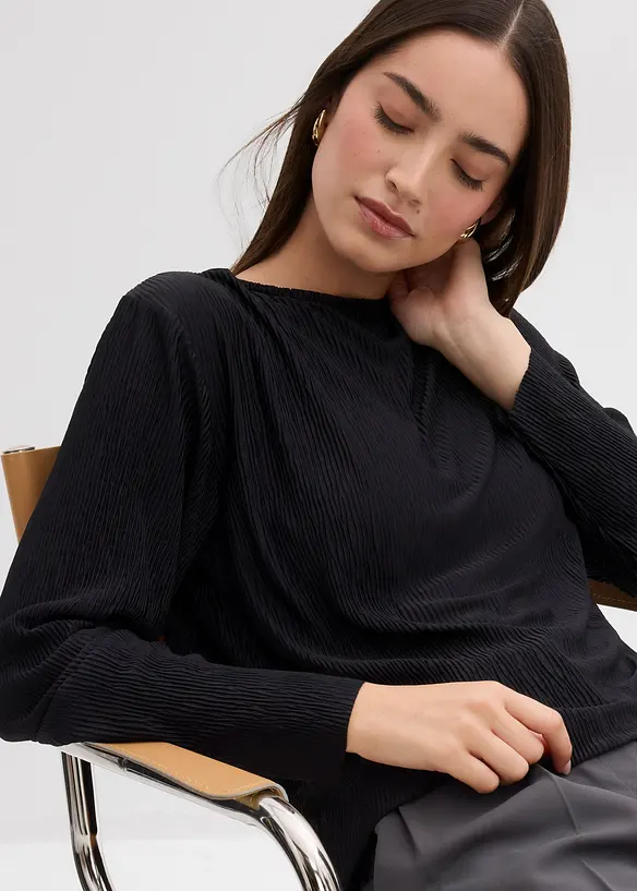 Maglia a maniche lunghe con effetto strutturato, bonprix