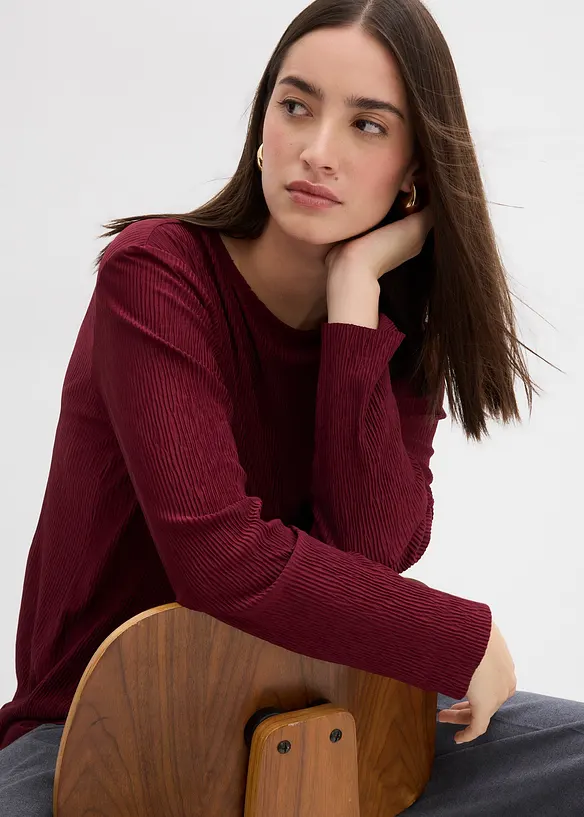 Maglia a maniche lunghe con effetto strutturato, bonprix