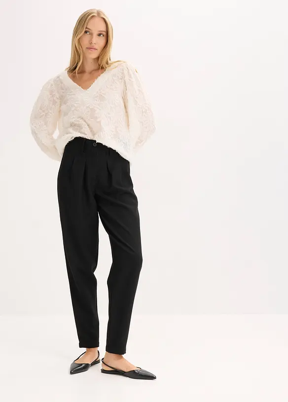 Blusa con motivo floreale strutturato, bonprix