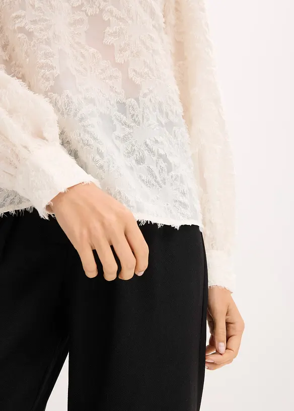 Blusa con motivo floreale strutturato, bonprix