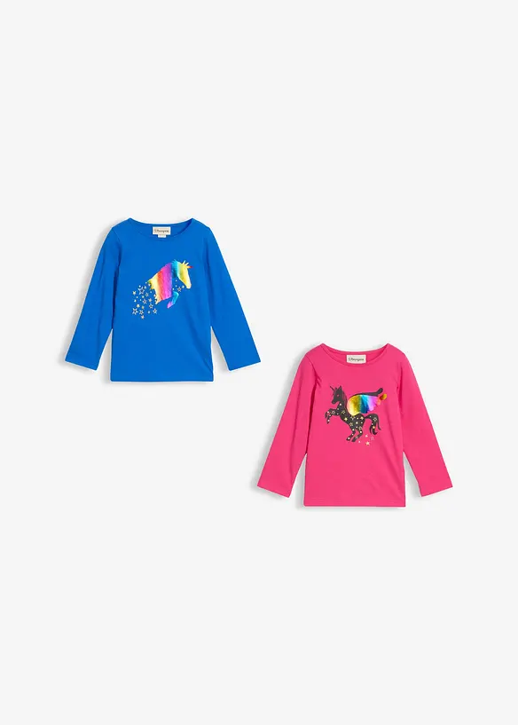 Maglia a maniche lunghe in cotone biologico (pacco da 2), bonprix