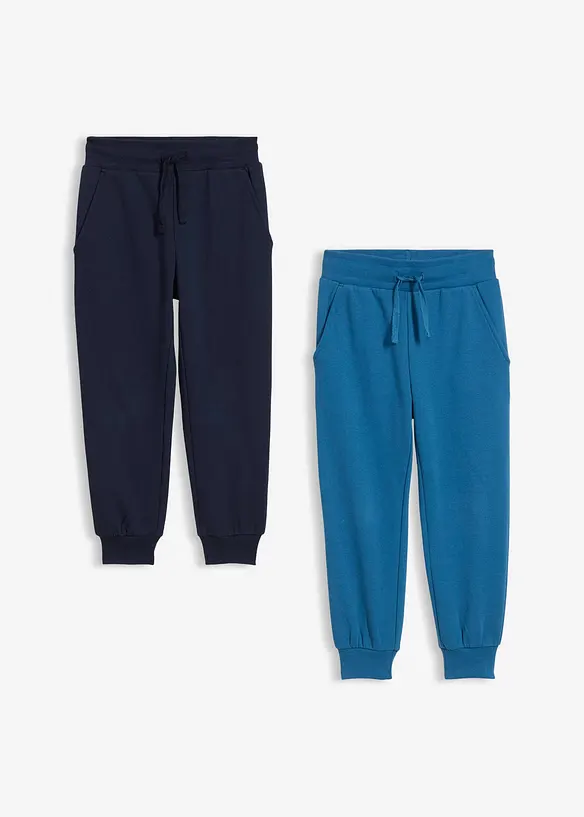 Pantaloni da jogging in morbido misto cotone (pacco da 2), bonprix