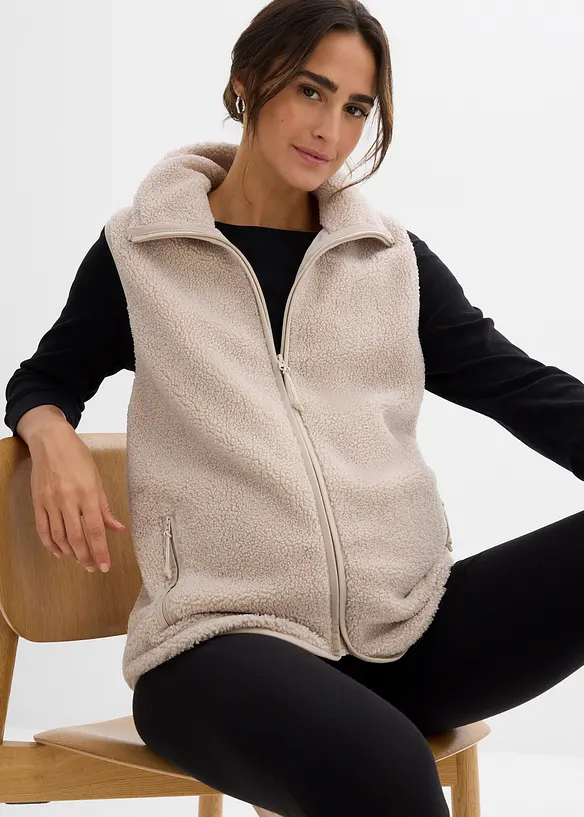 Gilet prémaman 3 in 1 in soffice teddy con inserto babywearing, bonprix