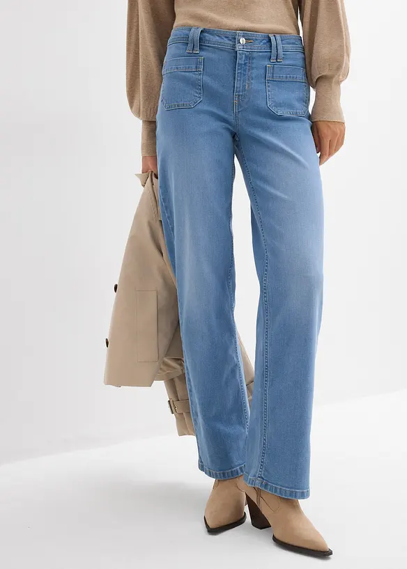 Jeans straight, vita media, bonprix