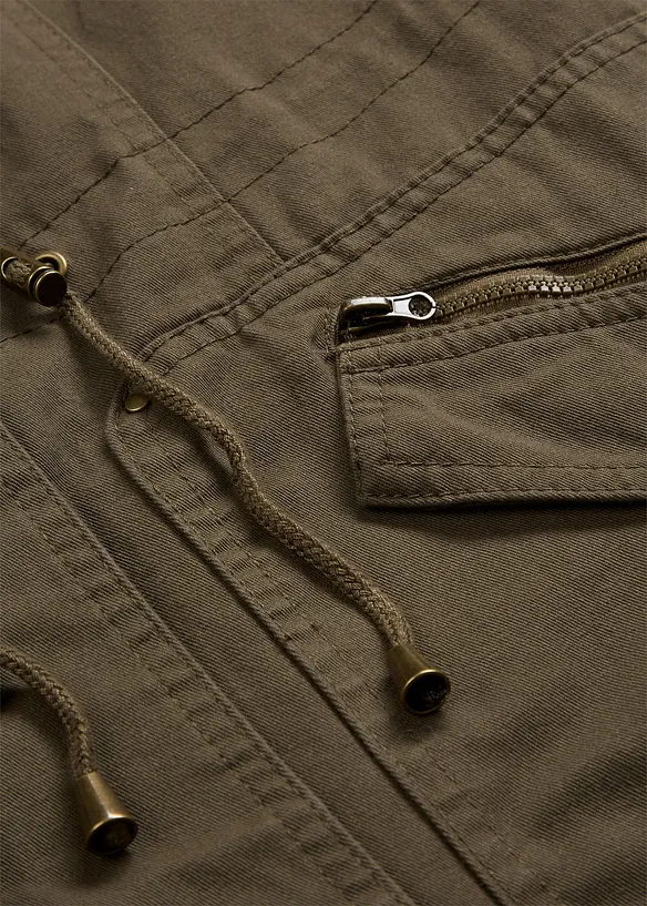 Parka corto in cotone a collo alto con coulisse, bonprix