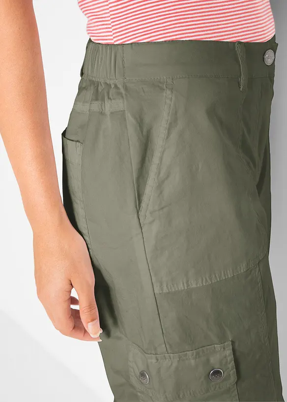 Pantaloni cargo in cotone, vita media, bonprix