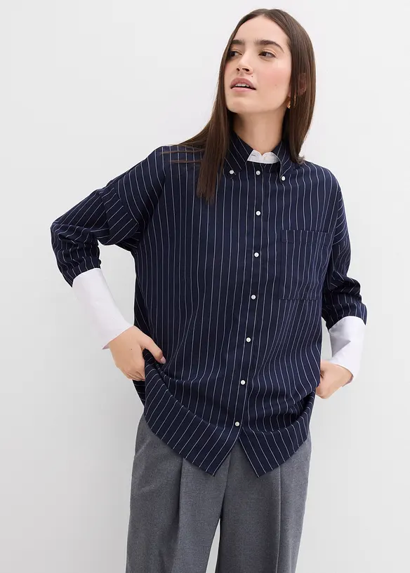 Camicia a righe in misto viscosa, bonprix