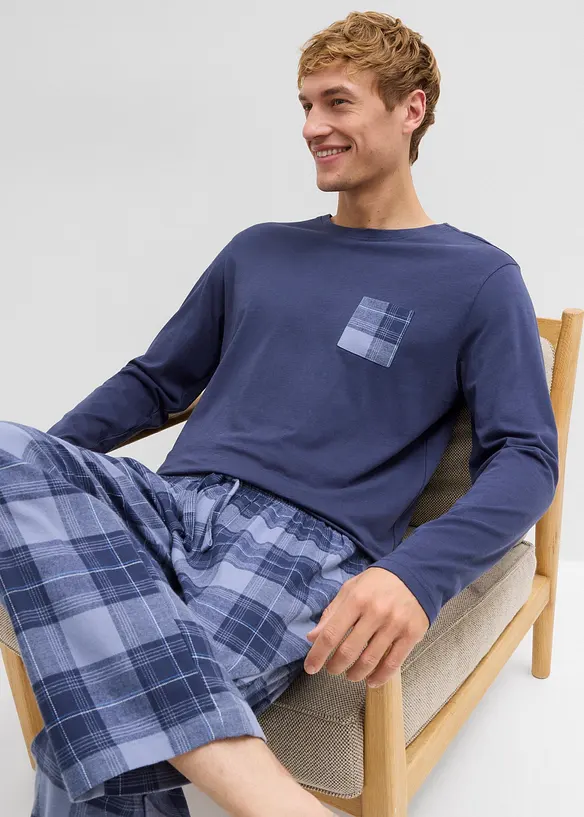 Pigiama con pantaloni in flanella di cotone morbido, bonprix