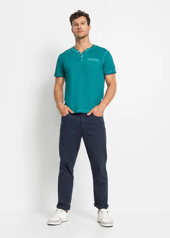 Maglia serafino a maniche corte in puro cotone effetto lavato, bonprix