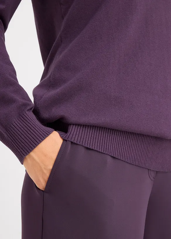 Maglione lungo basic in filato fine con scollo a V, bonprix