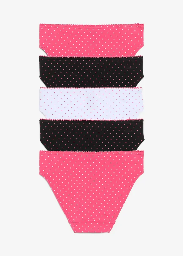 Slip con cotone morbido e fiocchetto in satin (pacco da 5), bonprix