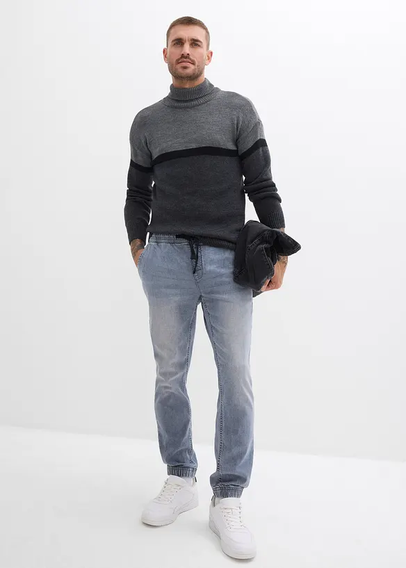 Jeans elasticizzati con elastico in vita regular fit, tapered, bonprix