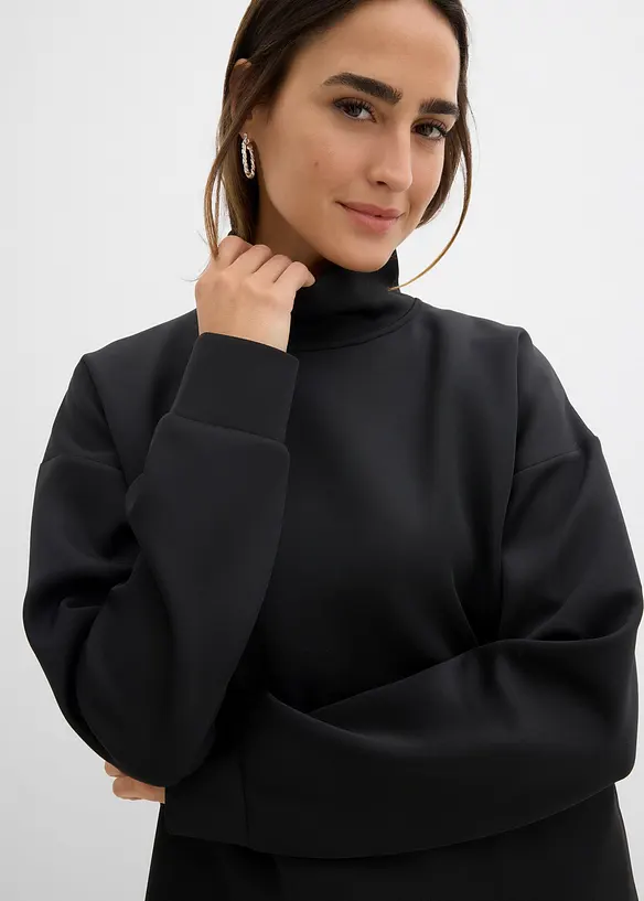 Felpa a collo alto in tessuto effetto neoprene, bonprix