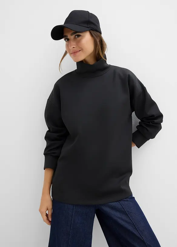 Felpa a collo alto in tessuto effetto neoprene, bonprix