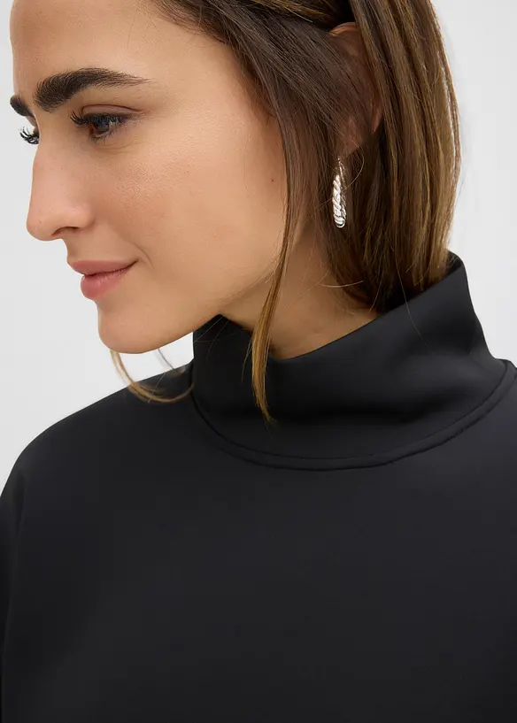 Felpa a collo alto in tessuto effetto neoprene, bonprix