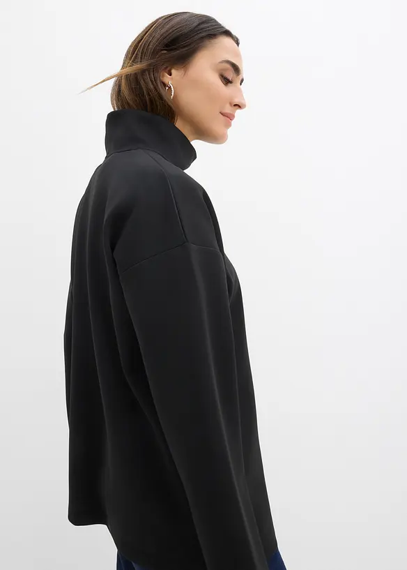 Felpa a collo alto in tessuto effetto neoprene, bonprix