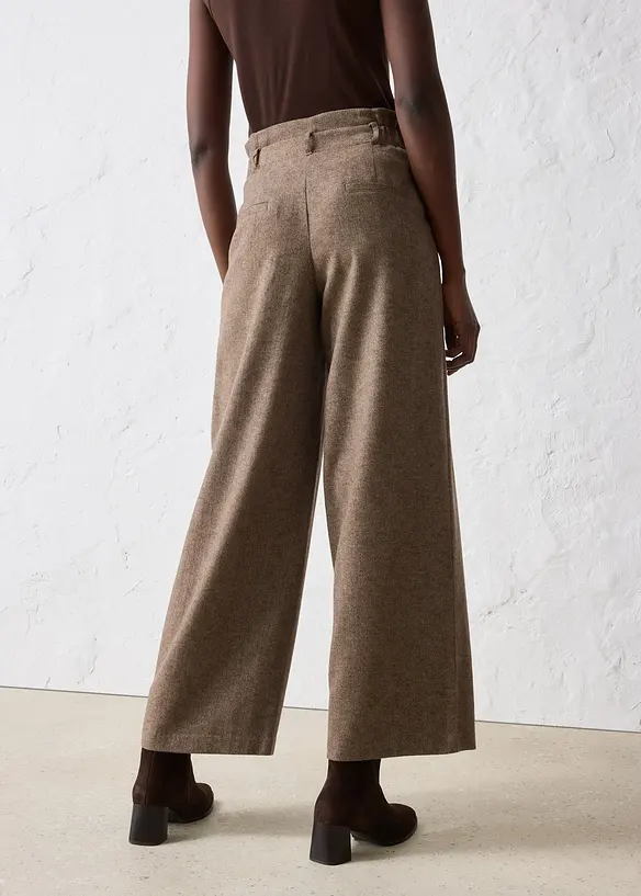 Pantaloni con pinces larghi in misto lana, bonprix
