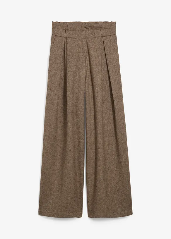 Pantaloni con pinces larghi in misto lana, bonprix