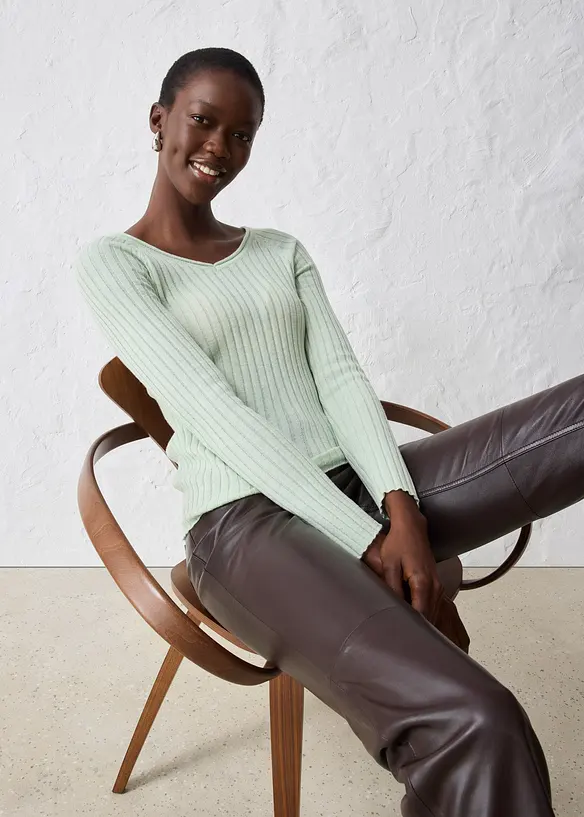 Maglione in filato fine di lana merino, bonprix