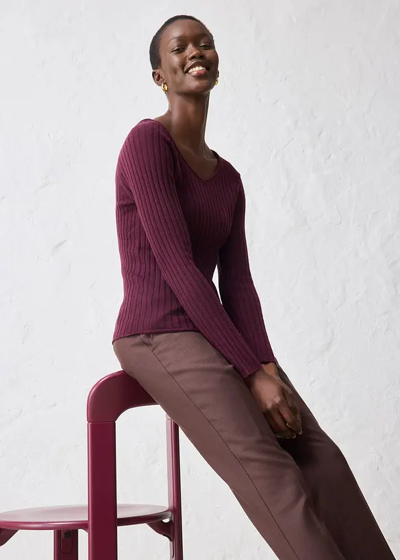 Maglione in filato fine di lana merino, bonprix