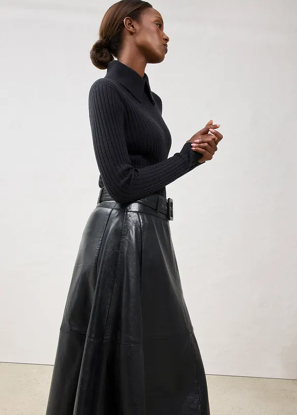 Maglione a coste in lana merino, bonprix