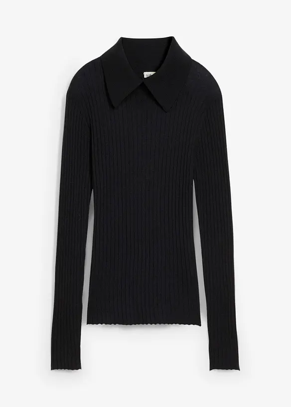 Maglione a coste in lana merino, bonprix